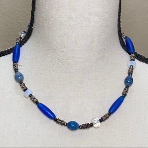 Sterling Silver & Cobalt Blue Necklace